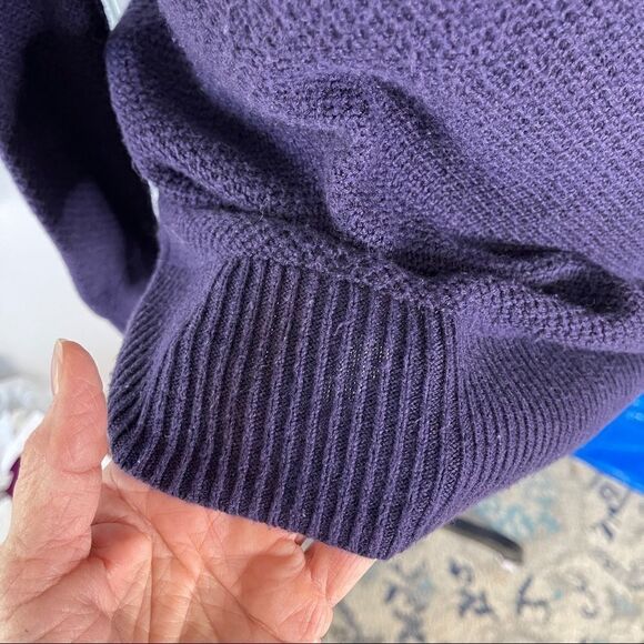 Gap Modern Eggplant Purple‎ Waffle Knit Long Sleeve Boatneck Sweater - Picture 6 of 12